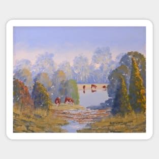 NSW River Crossing - Oil on Board Sticker